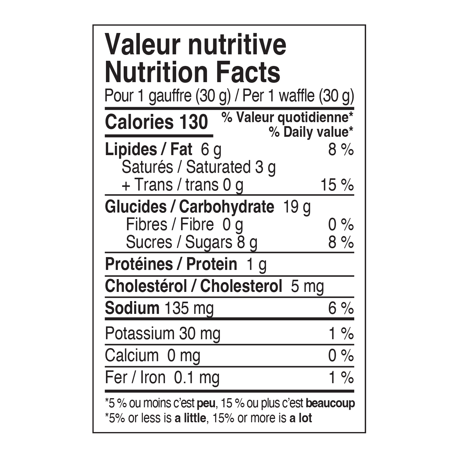 Maple Energy Waffle by Brix nutrition facts label showing 130 calories, 6g fat, 19g carbs, 1g protein for natural gluten-free energy with electrolytes