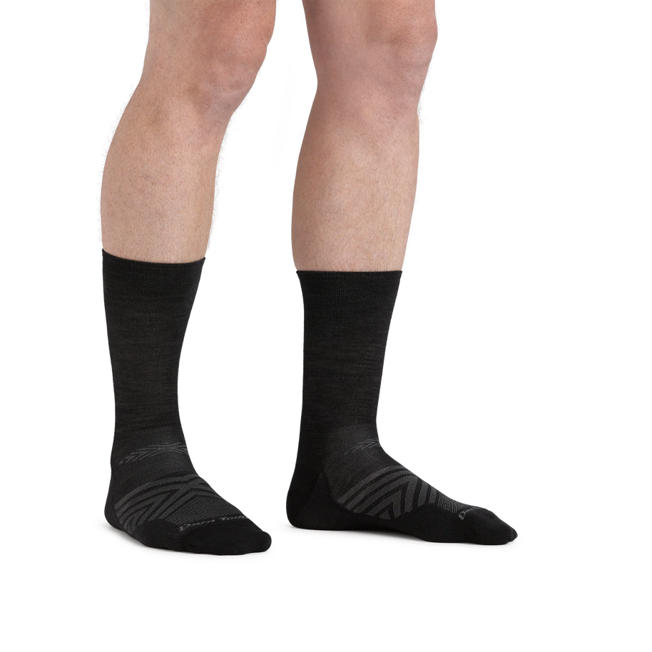 Run Micro Crew Ultra-Lightweight Running Sock - Men by Darn Tough in black, blister-proof fit for competition and vertical gain running