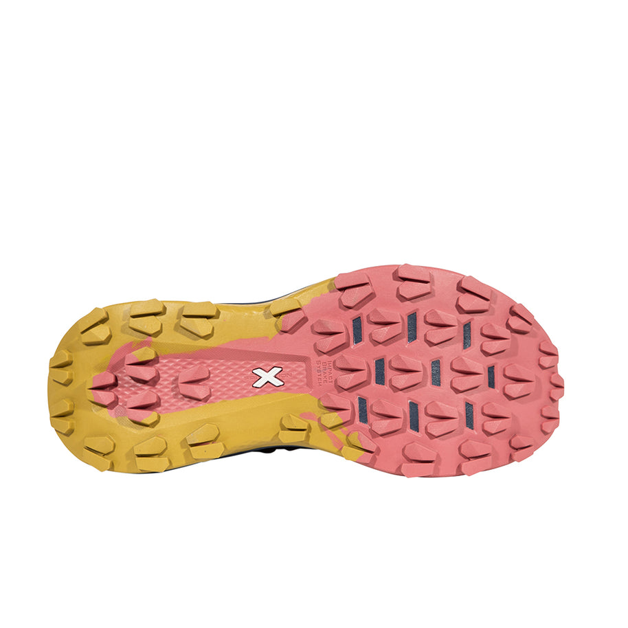 Prodigio Hike GTX - Women by La Sportiva in pink and yellow with durable sole for mountain hiking and rugged terrain durability