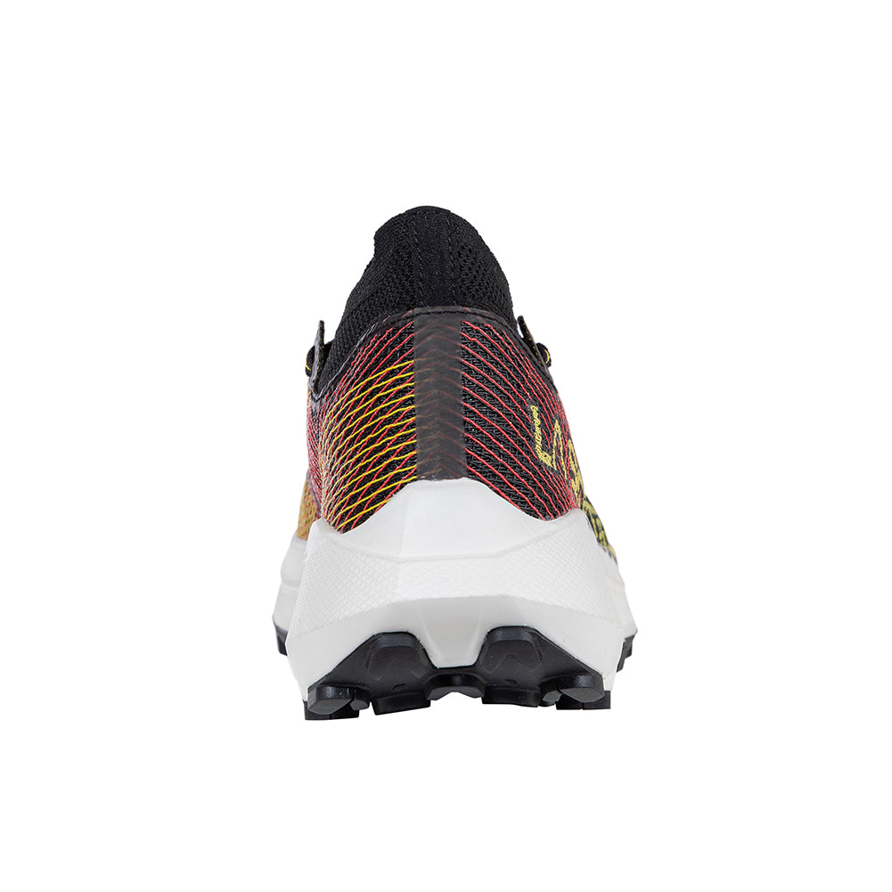 Prodigio Pro - Men by La Sportiva in black and red with XFlow Speed technology, lightweight trail running shoe for ultrarunners and athletes
