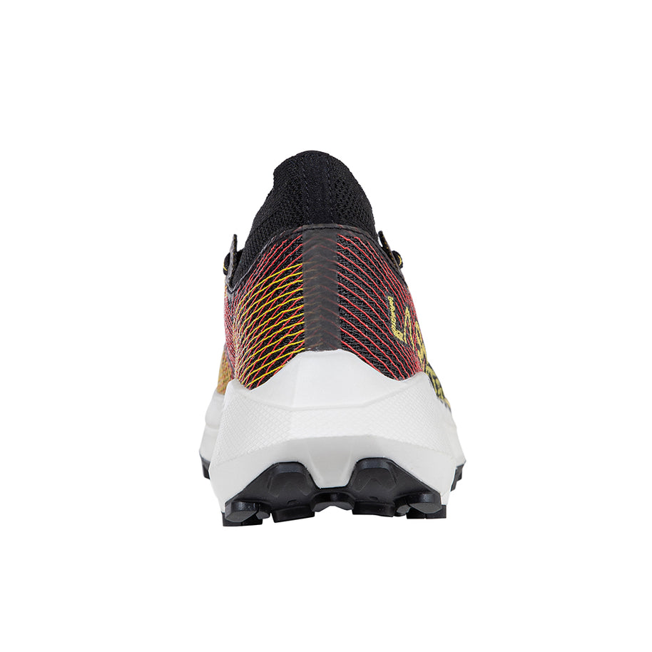 Prodigio Pro - Men by La Sportiva in black and red with XFlow Speed technology, lightweight trail running shoe for ultrarunners and athletes