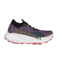 Prodigio Pro - Women by La Sportiva in navy, black, and pink with XFlow Speed tech, ultralight running shoe for trail and ultrarunning