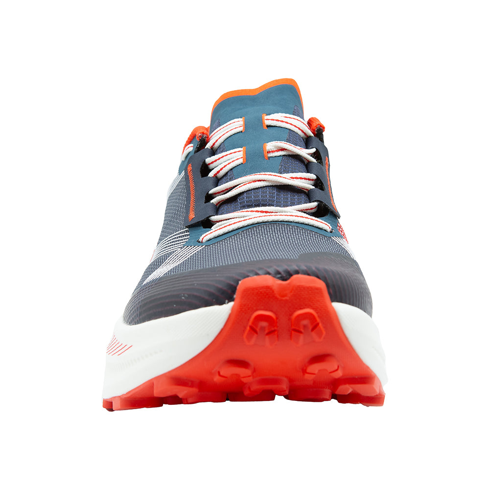 Prodigio Max - Men by La Sportiva in blue and orange with maximum cushioning and protection for ultra-distance trail running and rugged races