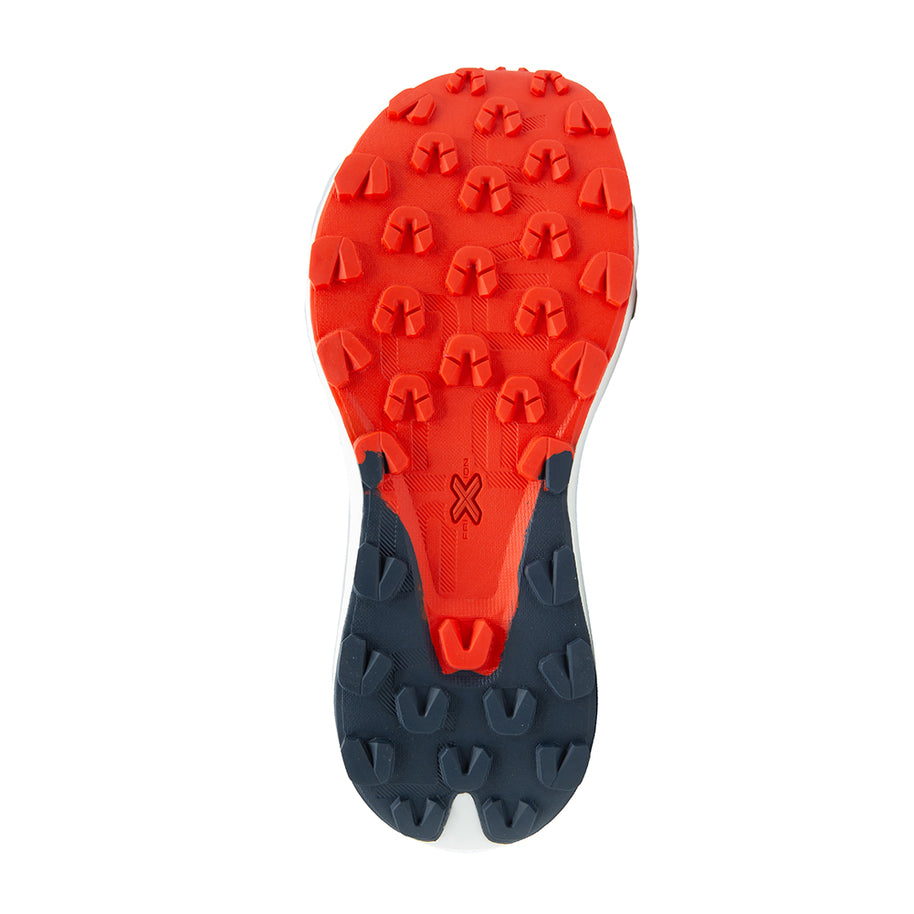 Prodigio Max - Men by La Sportiva in orange and navy, cushioned trail running shoe for ultra-distance races and maximum protection