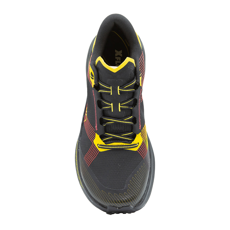 Prodigio Max - Men by La Sportiva in black and yellow, cushioned trail running shoe for ultra-distance races and rugged terrain