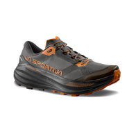 Prodigio Max - Men by La Sportiva in black and orange, cushioned trail running shoe designed for ultra-distance races and protection