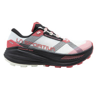 Prodigio Max - Women by La Sportiva in white, black, and pink with maximal cushioning for ultra-distance trail running and racing