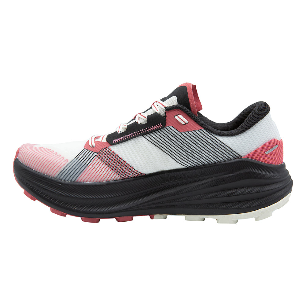 Prodigio Max - Women by La Sportiva in white, black, and red, cushioned trail running shoe for ultra-distance comfort and protection