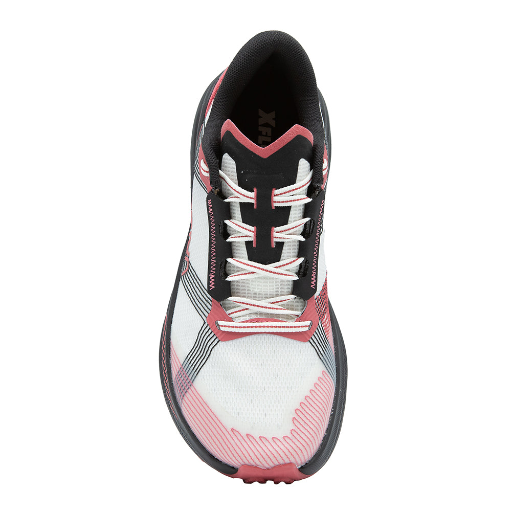 Prodigio Max - Women by La Sportiva in white, pink, and black, cushioned trail running shoe designed for ultra-distance races and comfort