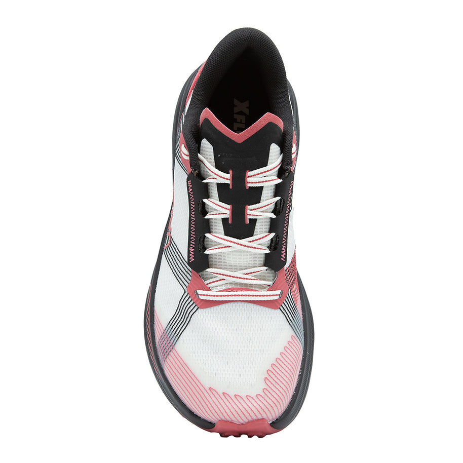 Prodigio Max - Women by La Sportiva in white, pink, and black, cushioned trail running shoe designed for ultra-distance races and comfort