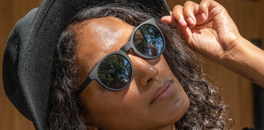 It's Not Black, It's Obsidian by Goodr, obsidian on obsidian glasses with dark volcanic rock-inspired design, lightweight and durable eyewear