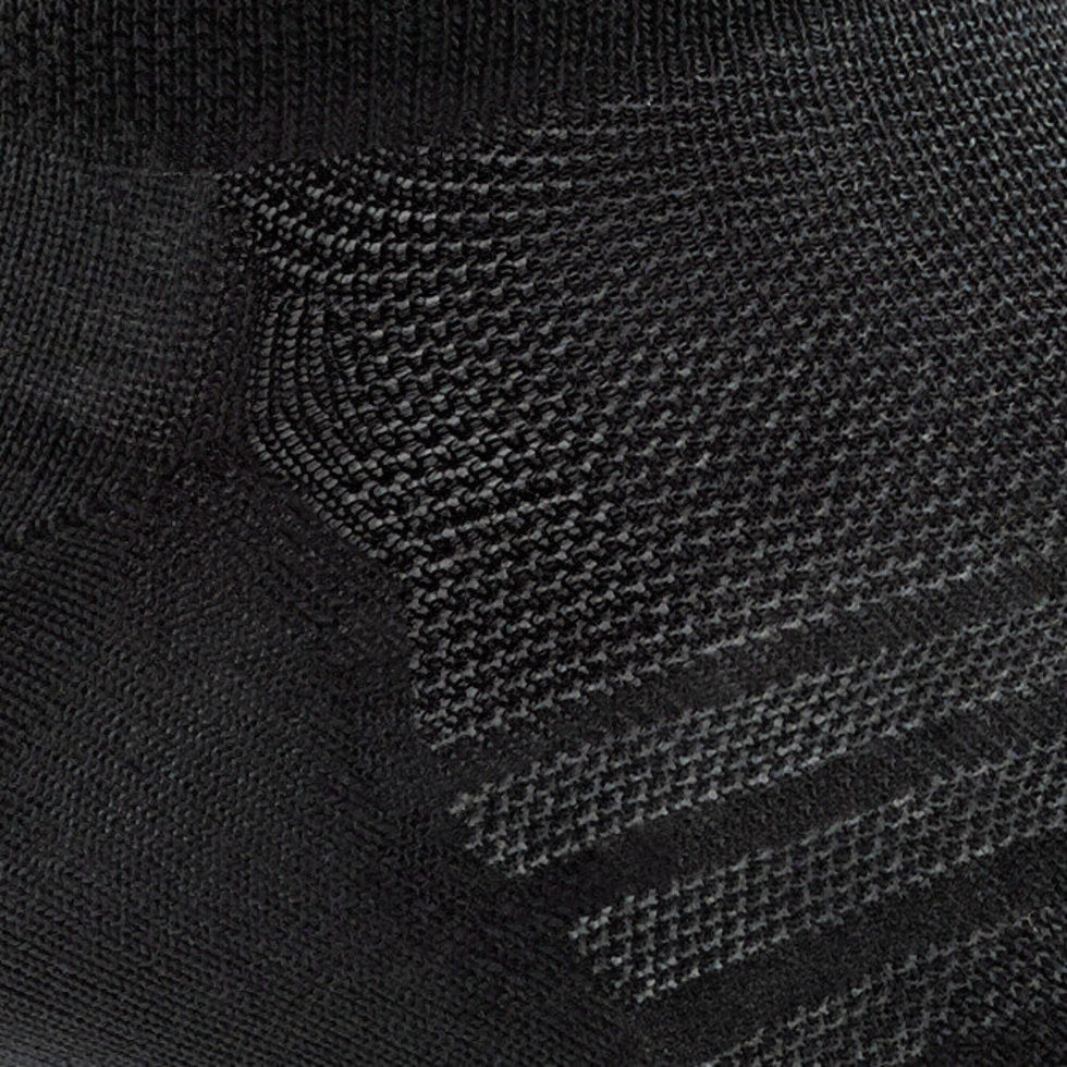 Run No Show Tab Ultra-Lightweight Running Sock - Men by Darn Tough in black with chafe-eliminating cuff and high-performance flex zones for running