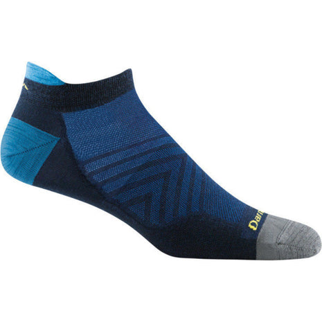 Run No Show Tab Ultra-Lightweight Running Sock - Men by Darn Tough in navy blue and grey with chafe-free cuff and flex zones for running comfort