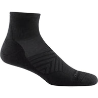 Run Quarter Ultra-Lightweight Running Sock - Men by Darn Tough in black with ankle coverage, smooth fit for running and training use