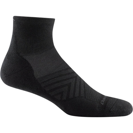 Run Quarter Ultra-Lightweight Running Sock - Men by Darn Tough in black with ankle coverage, smooth fit for running and training use