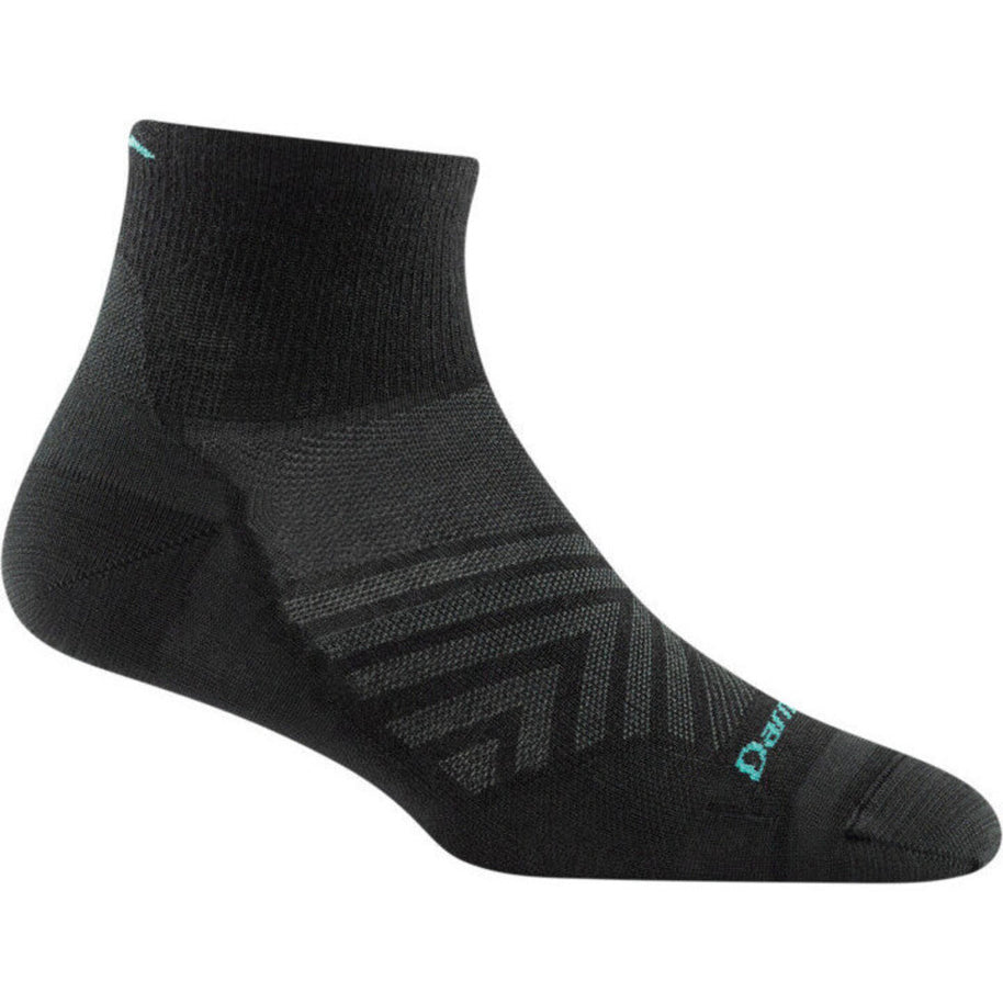 Run Quarter Ultra-Lightweight Running Sock - Women by Darn Tough in black with secure cuff and blister-free fit ideal for trail running