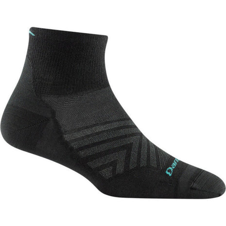 Run Quarter Ultra-Lightweight Running Sock - Women by Darn Tough in black with secure cuff and blister-free fit ideal for trail running