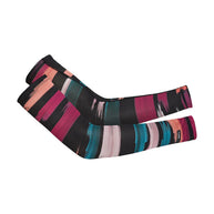 Vent Mesh Arm Cover by Craft in black with pink and teal stripes, breathable sleeves for warmth during early running stages