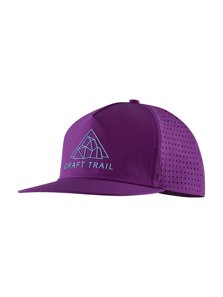 CTM Distance Tech Trucker Cap by Craft in purple with breathable mesh lining and moisture-wicking fabric for running and outdoor use