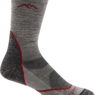Light Hiker Micro Crew Lightweight Hiking Sock - Men by Darn Tough in grey with red accents, breathable mesh and ribbed upper for hiking comfort