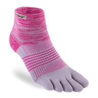 Trail Midweight Mini-Crew - Women by Injinji in pink and lavender, cushioned toesock for running and hiking with support and comfort