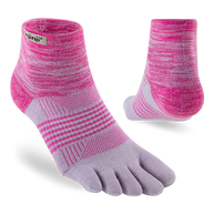 Trail Midweight Mini-Crew - Women by Injinji in pink and lavender cushioned toesocks for running and hiking on uneven trails with support and agility