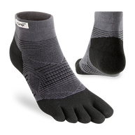 Run Lightweight Mini-Crew - Unisex by Injinji in black and grey, breathable socks designed for blister-free running and optimal comfort