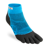 Run Lightweight Mini-Crew - Unisex by Injinji in blue and black, designed for blister prevention and optimal comfort during running