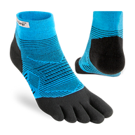 Run Lightweight Mini-Crew - Unisex by Injinji in blue and black, breathable socks designed for blister-free running and comfort