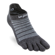 Run Lightweight No-Show Merino Wool - Unisex by Injinji in dark grey, ultra-thin minimalist toe sock for comfort and performance