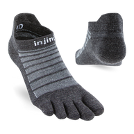 Run Lightweight No-Show Merino Wool - Unisex by Injinji in dark grey, ultra-thin minimalist toesock for running comfort and temperature performance