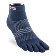 Run Lightweight Mini-Crew - Unisex by Injinji in navy blue, breathable toe socks designed for blister-free running and optimal comfort.