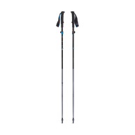 Distance FLZ Poles by Black Diamond in black and blue, lightweight packable poles with Flicklock adjustability for trail running and hiking