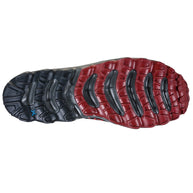 Helios III - Men by La Sportiva showing black and red outsole with ultralight cushioning and added ankle padding for trail running shoes