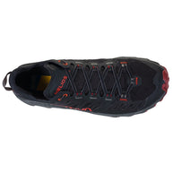 Helios III - Men by La Sportiva in black and red lightweight trail shoe with extra tongue and ankle padding for cushioned outdoor running