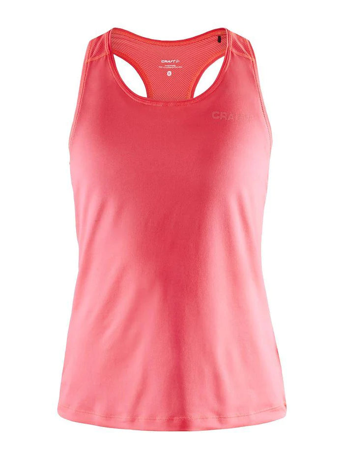 ADV Essence Singlet - Women by Craft in coral pink, soft recycled polyester with moisture transport for everyday training top