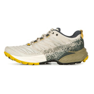 Akasha II - Women by La Sportiva in beige and yellow, cushioned trail shoe with responsive outsole ideal for technical terrain running