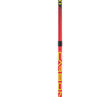 Ultratrail FX ONE by Leki in red and yellow with cork grip and Trail Shark strap system, designed for trail running poles