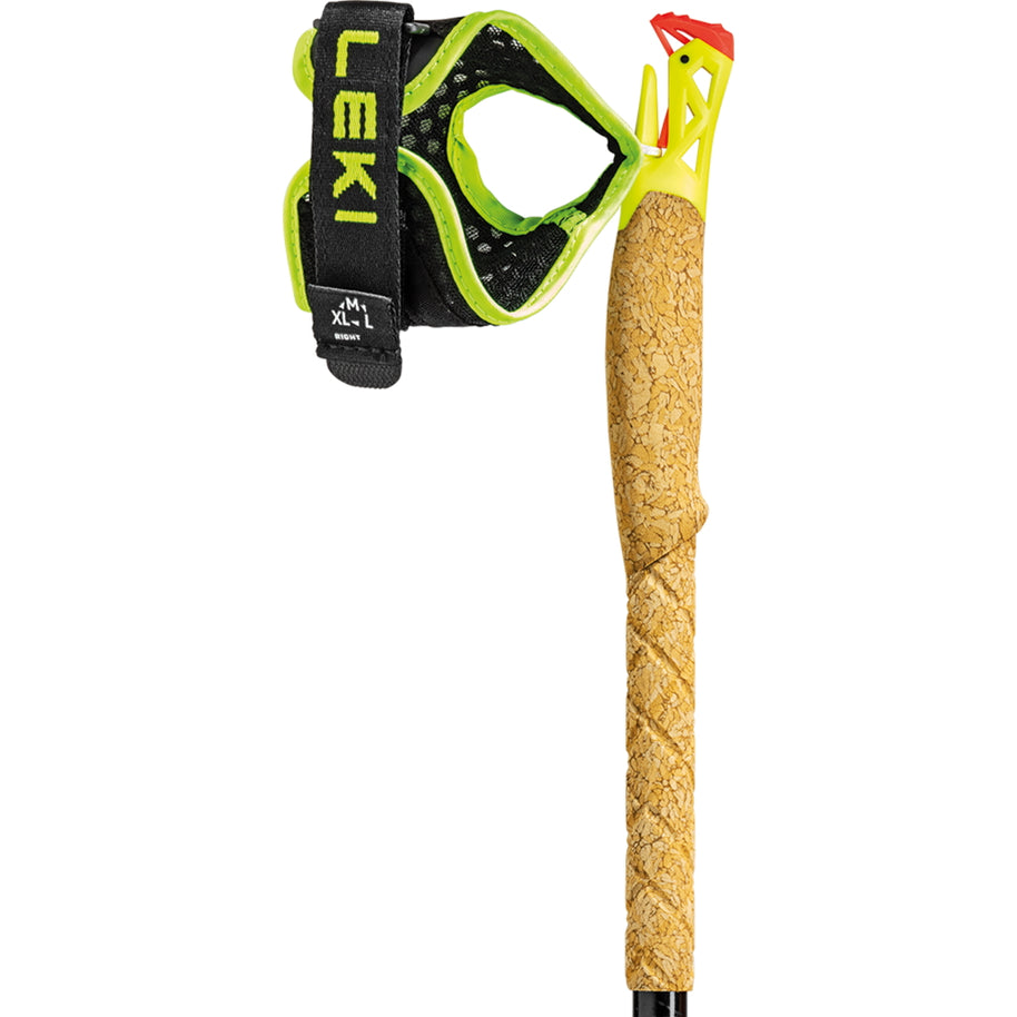 Ultratrail FX ONE by Leki in black and neon yellow with Trail Shark grip-strap system ideal for trail running poles and races