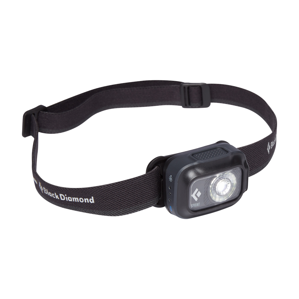 Sprint 225 Headlamp by Black Diamond in black, compact lightweight light ideal for fast running and safety during early morning workouts