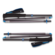 Distance Z Poles by Black Diamond in black and blue, lightweight aluminum trekking poles with quick collapsible Z-Pole tech for trail running and hiking