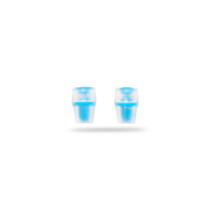 Blaster Bite Valve Sheath 2-Pack by Hydrapak in blue and clear, durable silicone bite valve replacement for hydration systems, soft bite ideal for chewers