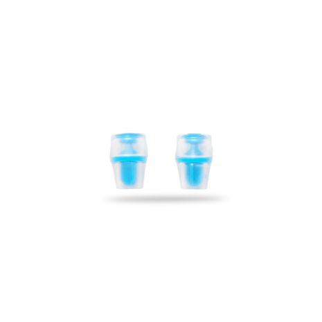 Blaster Bite Valve Sheath 2-Pack by Hydrapak in blue and clear, durable silicone bite valve replacement for hydration systems, soft bite ideal for chewers