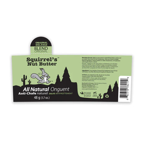 All Natural Anti-Chafe Stick by Squirrel's Nut Butter in original melange, natural onguent to prevent chafing and blisters, ideal for running in Canada