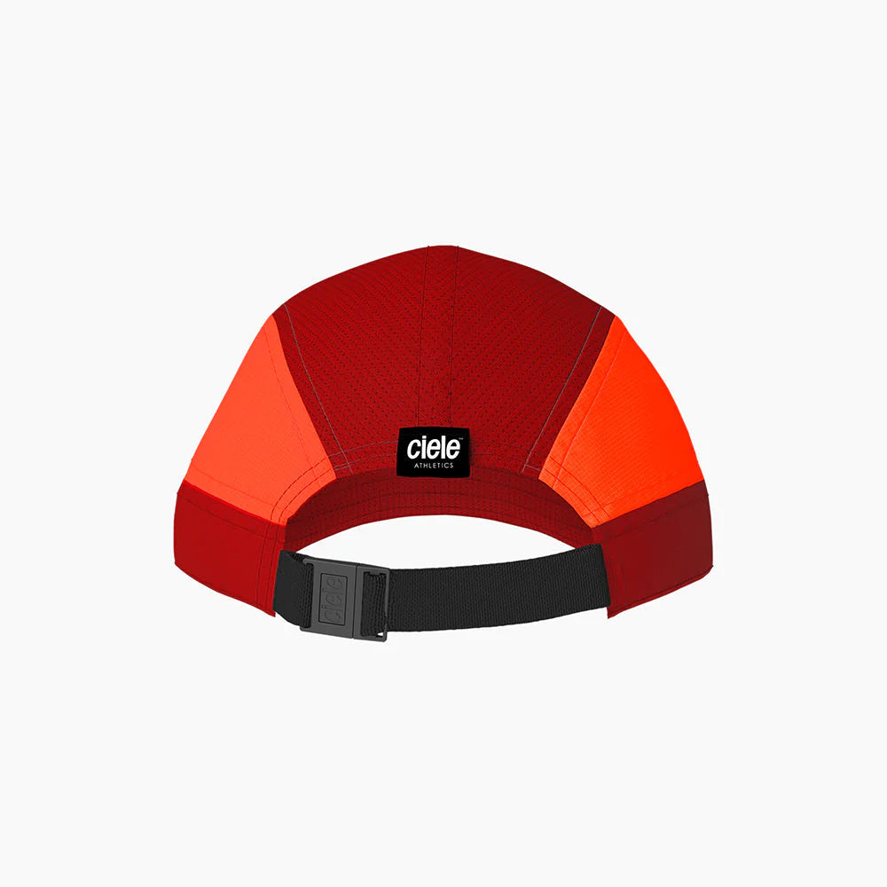 ALZCap SC - C Plus by Ciele in red and orange with COOLmatic mesh for breathability, lightweight running headwear adjustable fit
