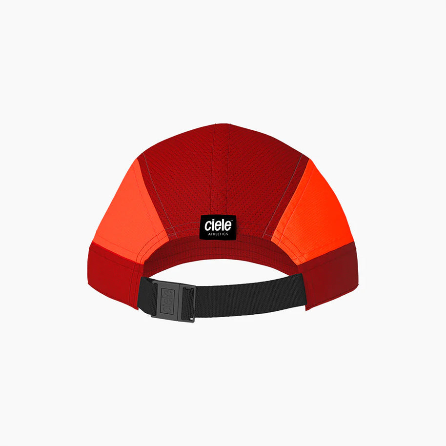 ALZCap SC - C Plus by Ciele in red and orange with COOLmatic mesh for breathability, lightweight running headwear adjustable fit