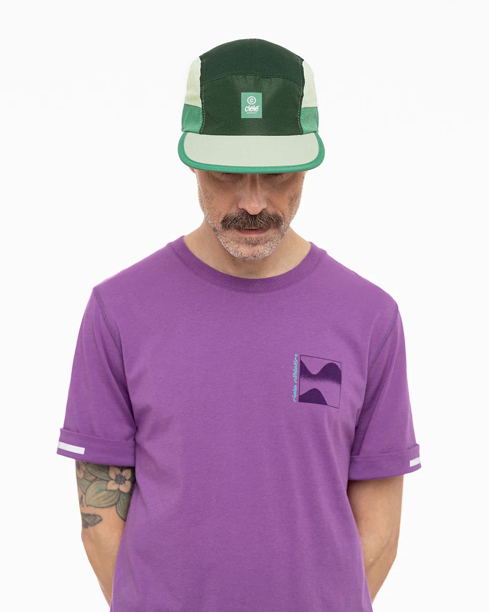 GOCap - C Plus Box by Ciele in green and light grey, lightweight soft brim running cap with reflective details, machine washable, ideal for running and outdoor use in Canada