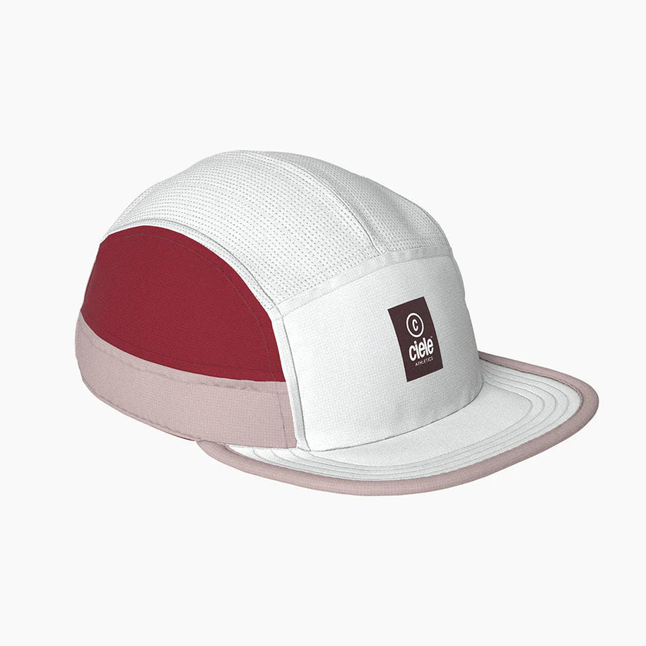 GOCap - C Plus Box by Ciele in white, burgundy, and light pink lightweight reflective soft brim run cap for running and outdoor use