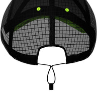 Racing Trucker Cap by Compressport in black with mesh back and adjustable strap, breathable high-performance headwear for racing and training