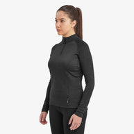 Dart Zip Neck - Women in dark grey by Montane, all-season technical baselayer with recycled fabric for warmth, breathability, and moisture wicking